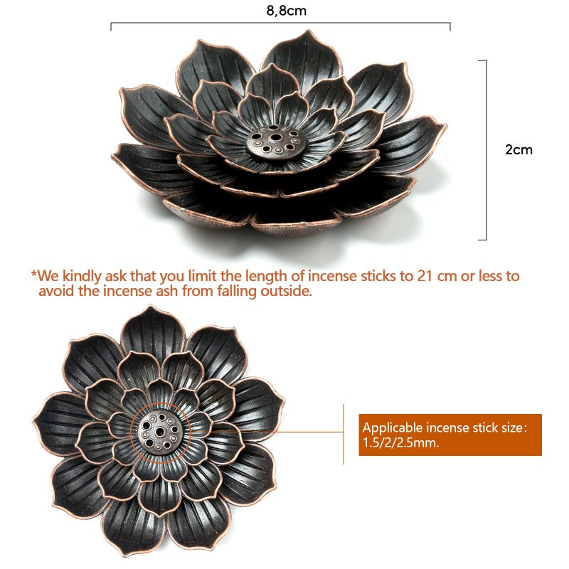 GARMOLY 2 Pack Incense Burner, Incense Holder for Sticks, Brass Lotus Incense Stick Holder - Image 2